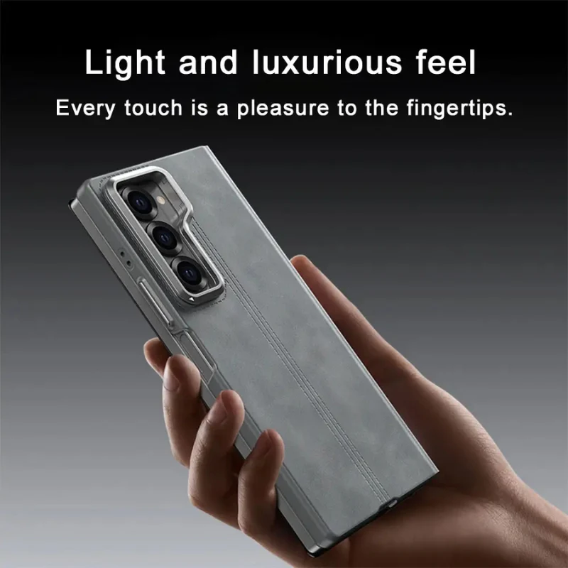 [Magsafe Compatible] Samsung Galaxy Z Fold6 (SM-F956) - Business Skin Friendly Camera Frame Holder Stand Leather Case - Image 5