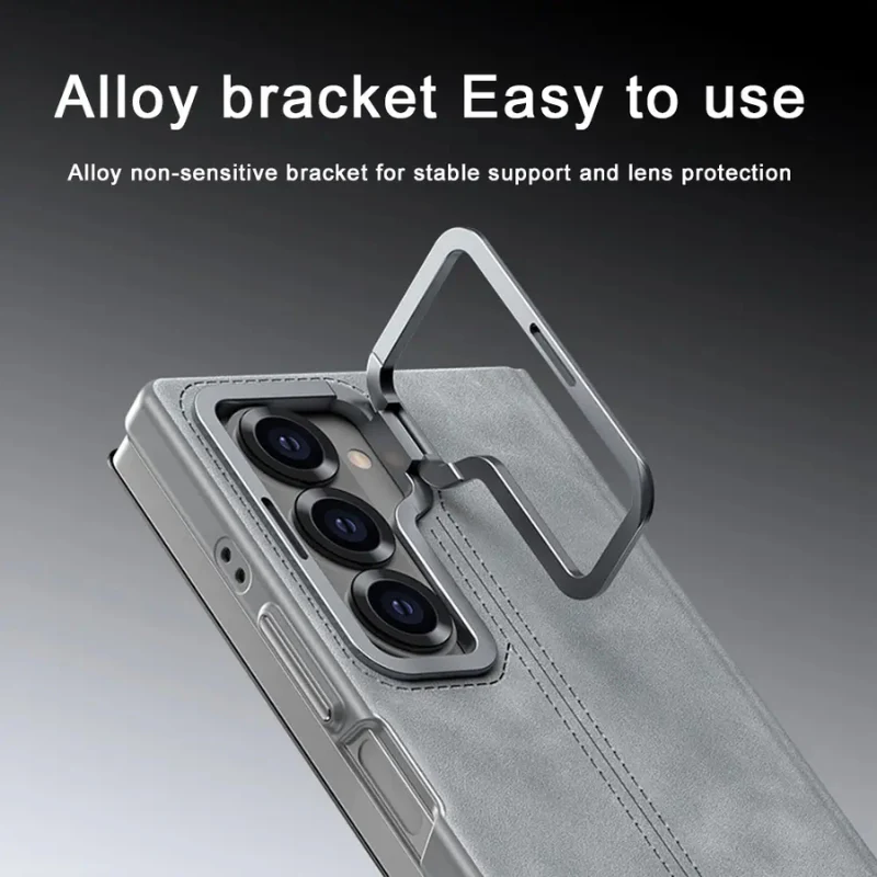 [Magsafe Compatible] Samsung Galaxy Z Fold6 (SM-F956) - Business Skin Friendly Camera Frame Holder Stand Leather Case - Image 7