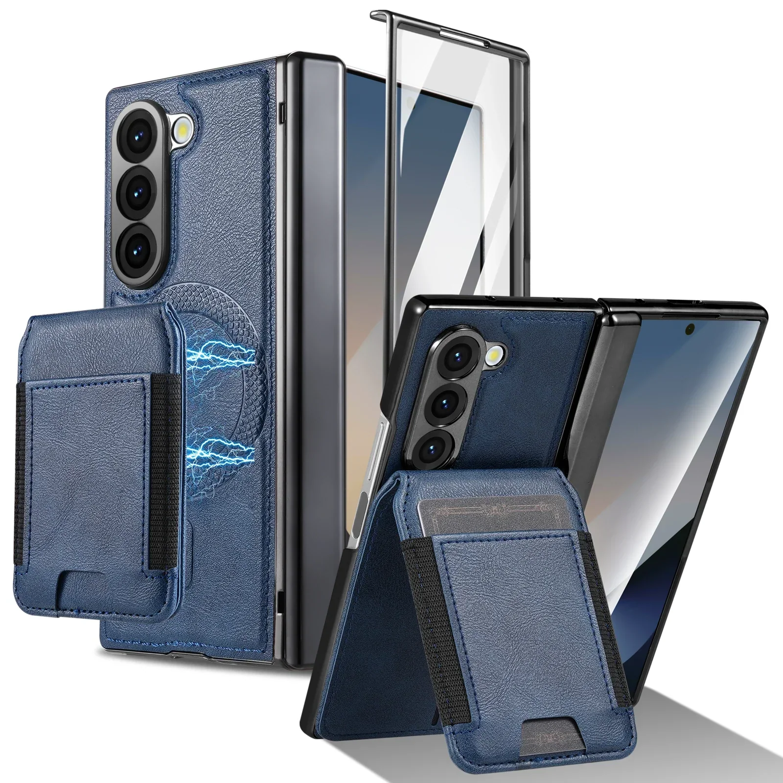 [Magsafe Compatible][With Card Holder] Samsung Galaxy Z Fold7 Foldable Leather Stand Case with Screen Protector - Image 11