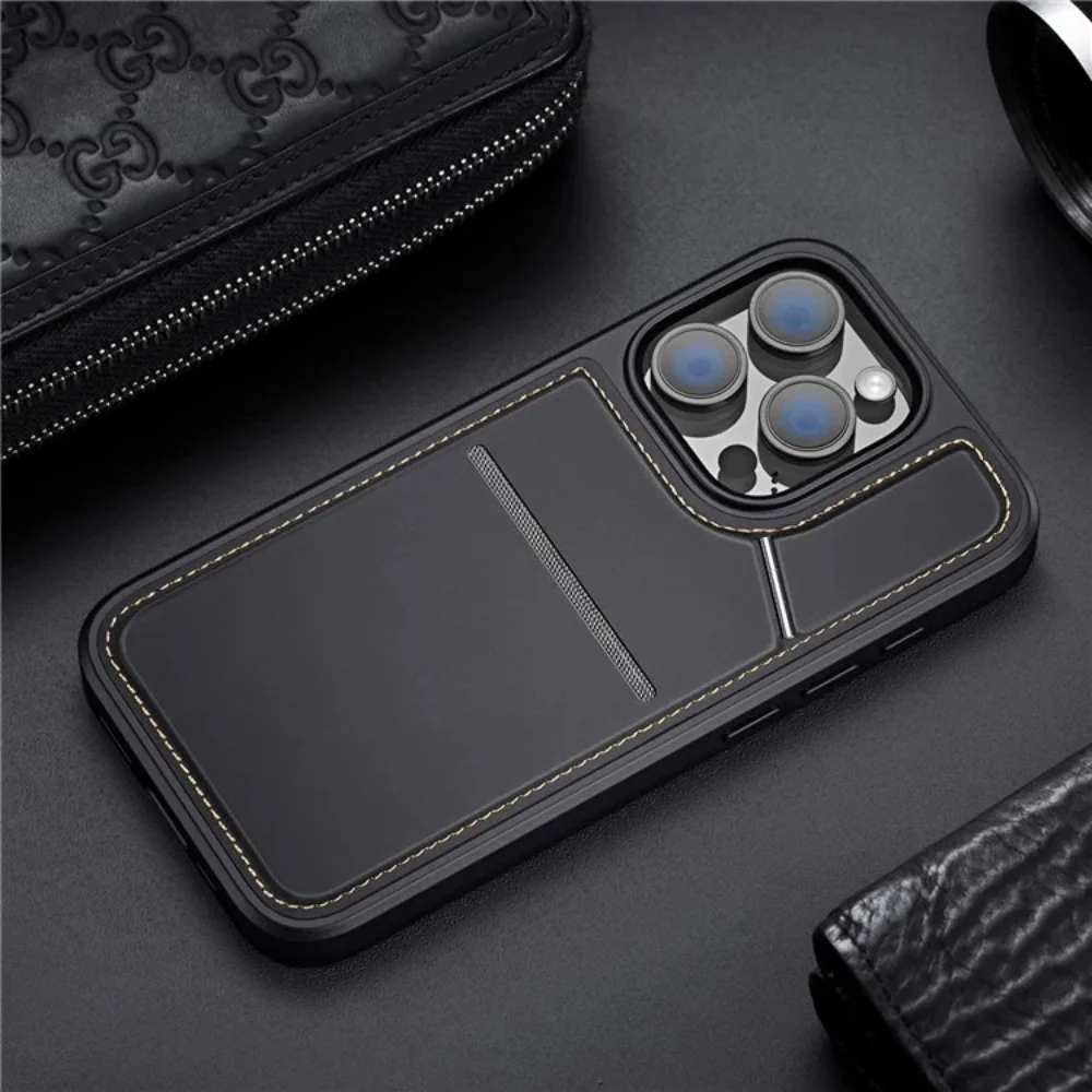[Magsafe Compatible] [With Card Slot] Apple iPhone 15/Pro/Plus/Max - Magnetic Case Kickstand Leather + TPU Phone Cover - Image 14