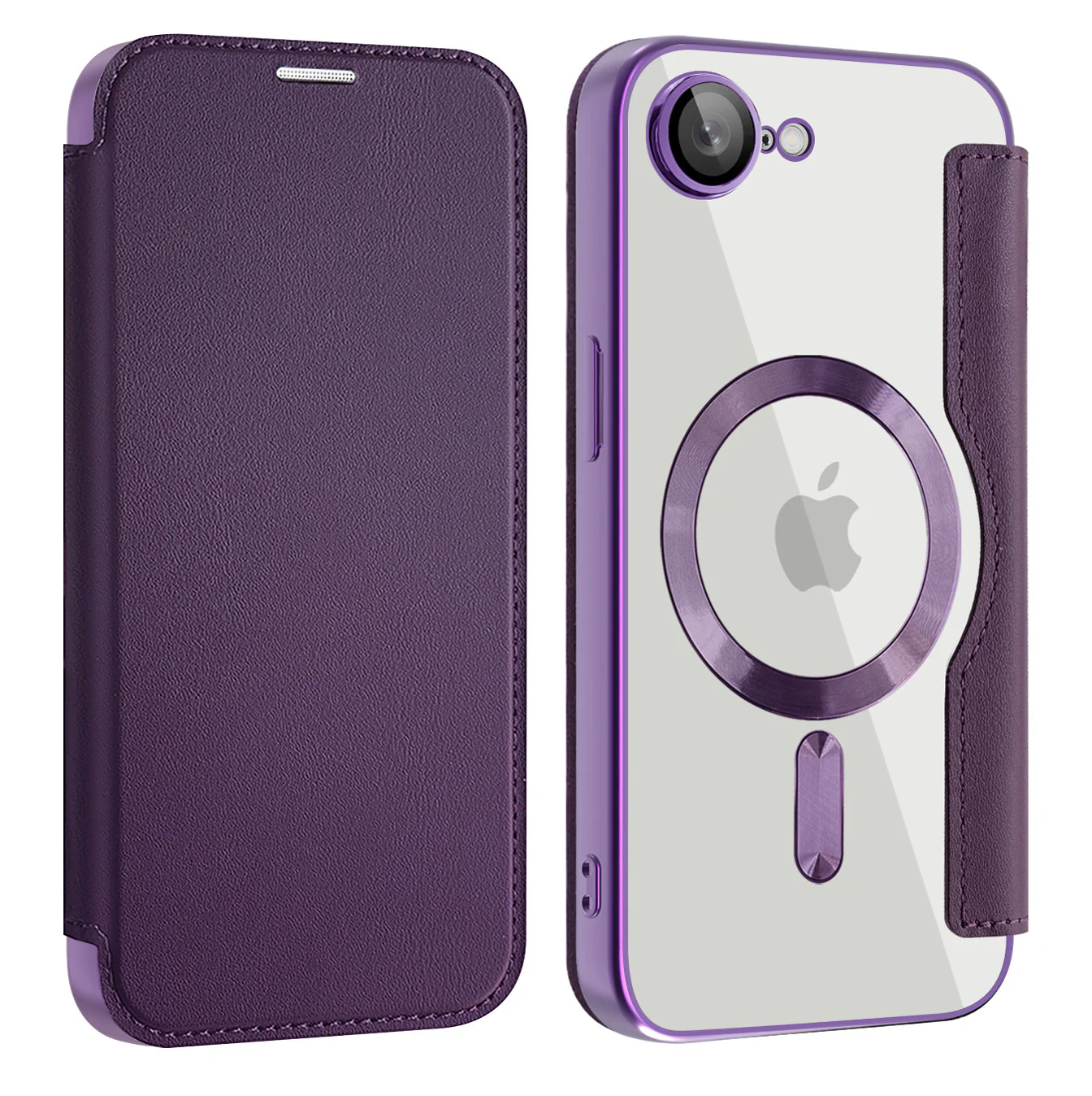 [Magsafe Compatible][With Card Slot] Apple iPhone 16e & 17e Golden Shield Magnetic Flip Leather Case - Image 11
