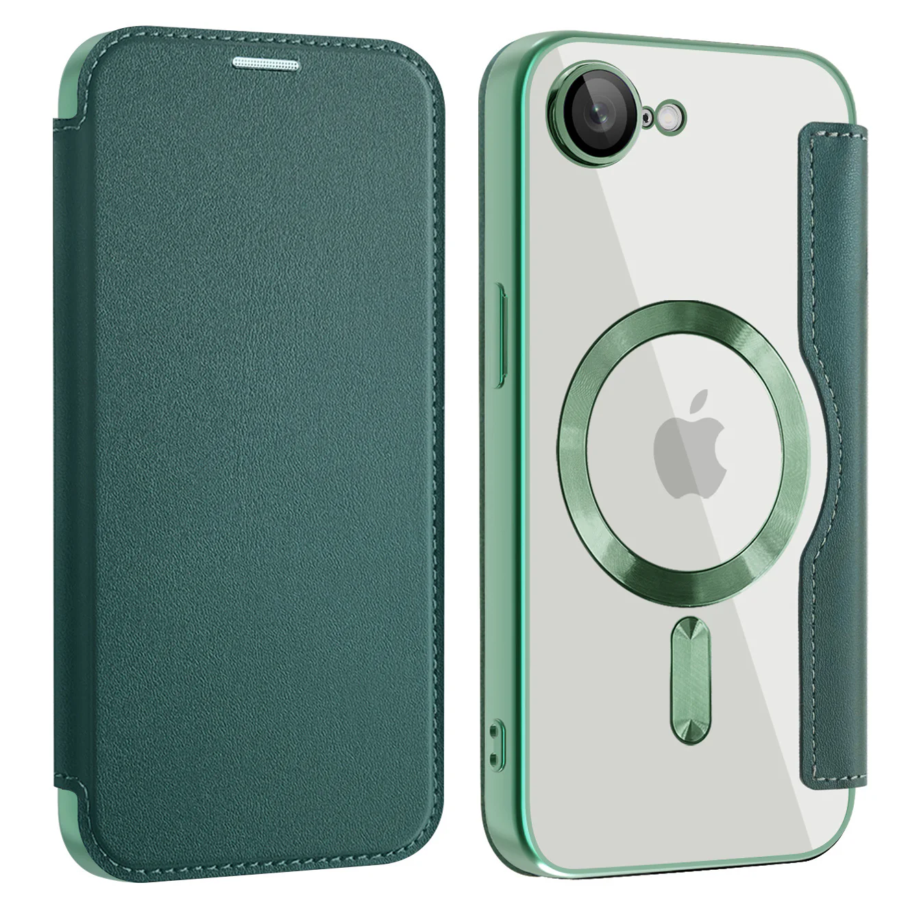 [Magsafe Compatible][With Card Slot] Apple iPhone 16e & 17e Golden Shield Magnetic Flip Leather Case - Image 7