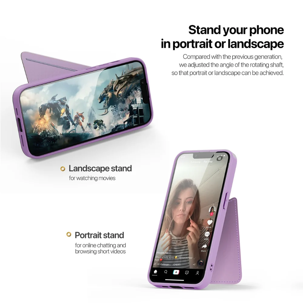[Magsafe Compatible] [With Card Slot] Apple iPhone 16e & 17e - Magnetic Case Kickstand Leather + TPU Phone Cover - Image 7