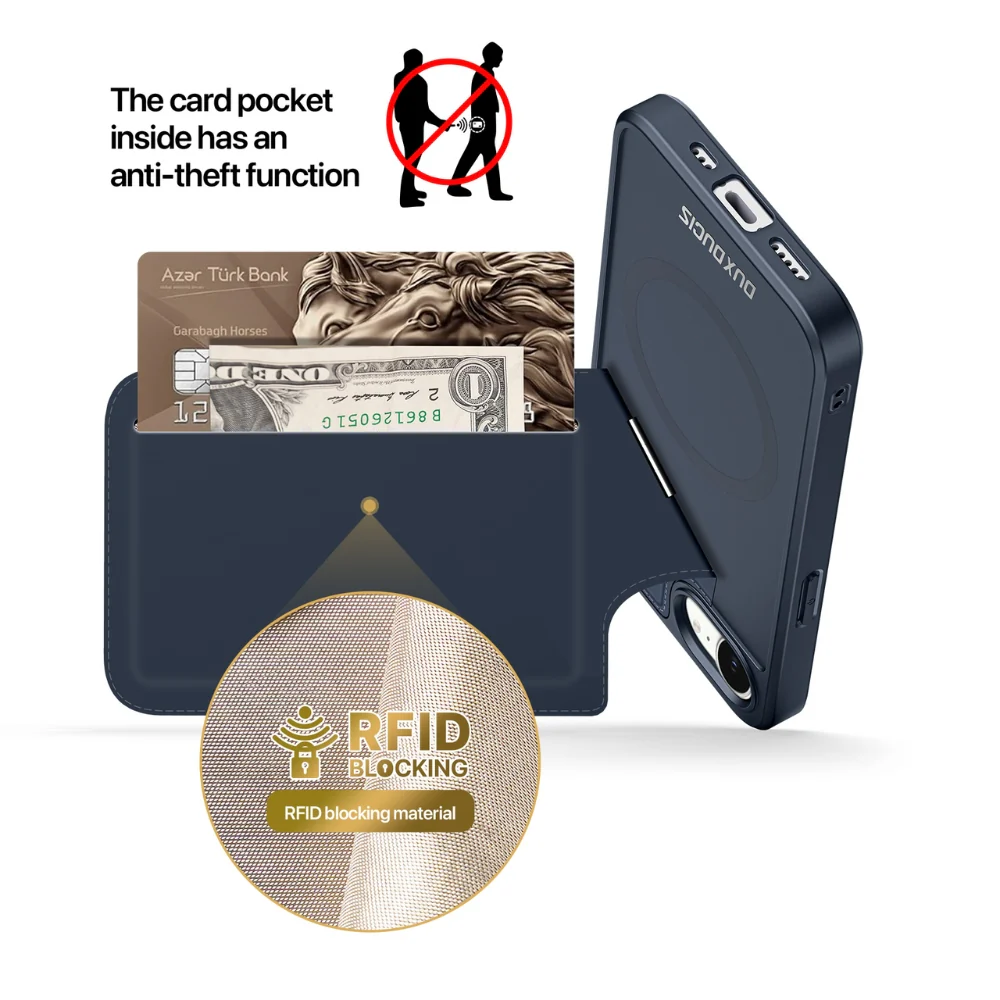 [Magsafe Compatible] [With Card Slot] Apple iPhone 16e & 17e - Magnetic Case Kickstand Leather + TPU Phone Cover - Image 9