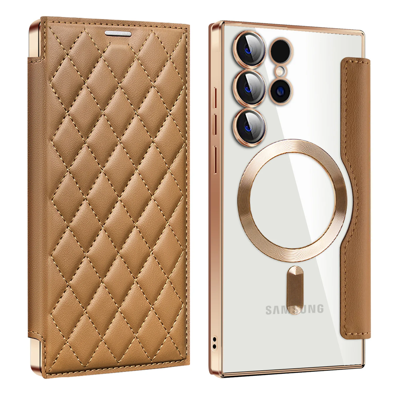 [Magsafe Compatible][With Card Slot] Samsung Galaxy S25/Plus/Ultra High-End Leather Full Coverage Shockproof Flip Wallet Series Case With Lens Film - Image 10