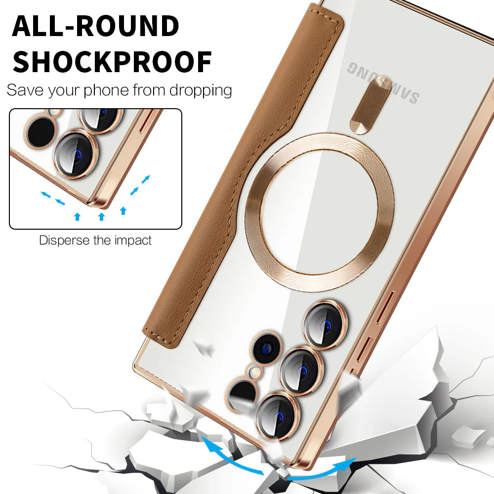 [Magsafe Compatible][With Card Slot] Samsung Galaxy S25/Plus/Ultra High-End Leather Full Coverage Shockproof Flip Wallet Series Case With Lens Film - Image 12