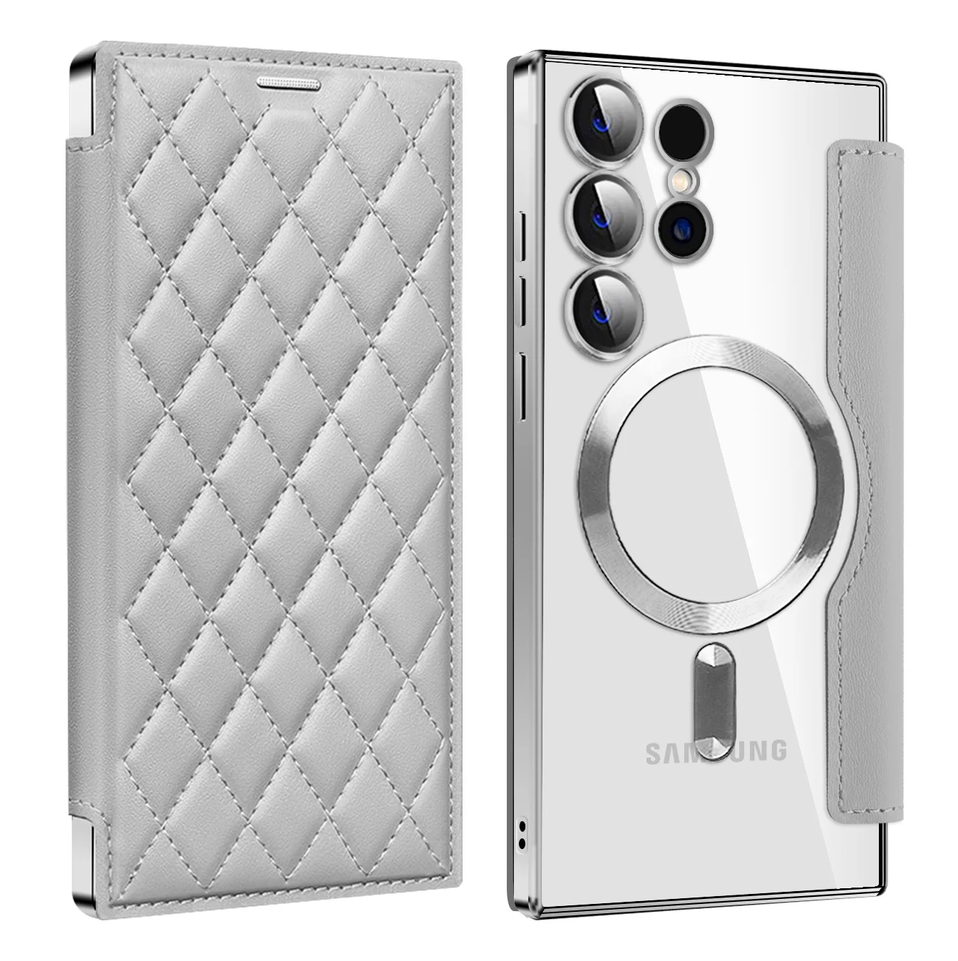 [Magsafe Compatible][With Card Slot] Samsung Galaxy S25/Plus/Ultra High-End Leather Full Coverage Shockproof Flip Wallet Series Case With Lens Film - Image 5