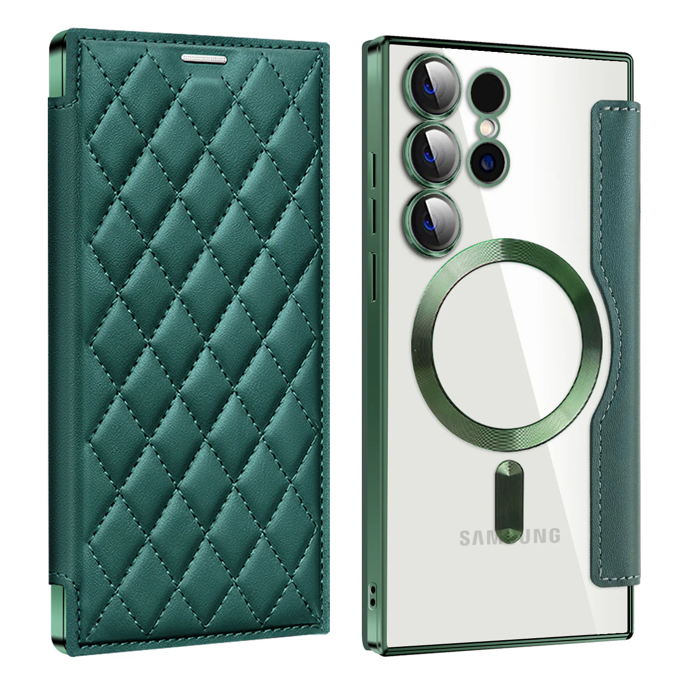 [Magsafe Compatible][With Card Slot] Samsung Galaxy S25/Plus/Ultra High-End Leather Full Coverage Shockproof Flip Wallet Series Case With Lens Film - Image 7