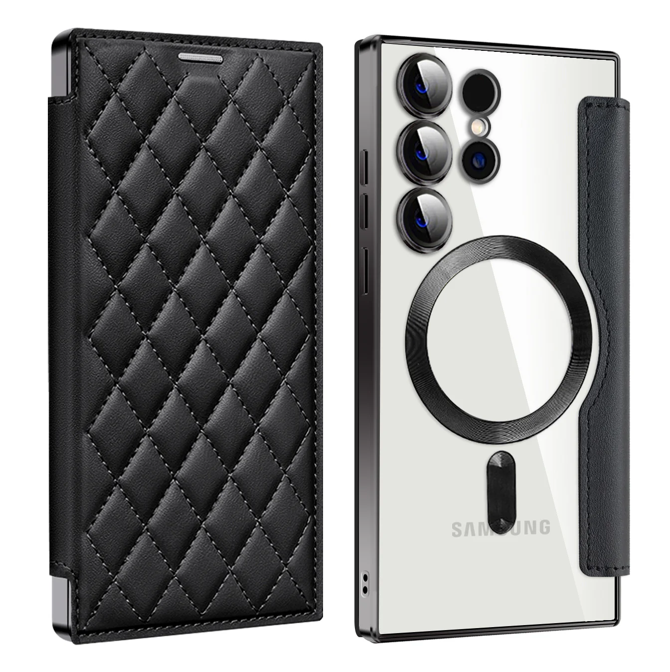 [Magsafe Compatible][With Card Slot] Samsung Galaxy S25/Plus/Ultra High-End Leather Full Coverage Shockproof Flip Wallet Series Case With Lens Film - Image 9