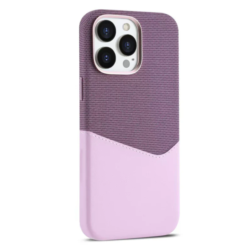[Magsafe Compatible][With Card Solt] Apple iPhone 14/Pro/Pro Max Two-tone Contrast Leather and Suede Fabric Essentials Series Case