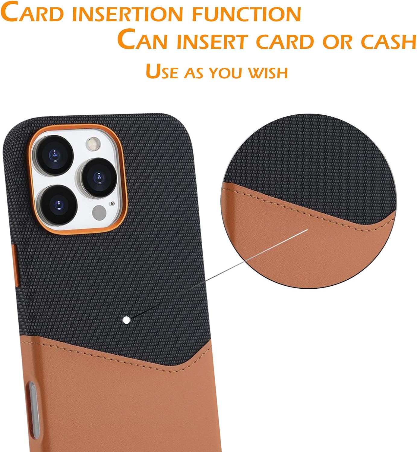 [Magsafe Compatible][With Card Solt] Apple iPhone 14/Pro/Pro Max Two-tone Contrast Leather and Suede Fabric Essentials Series Case - Image 10
