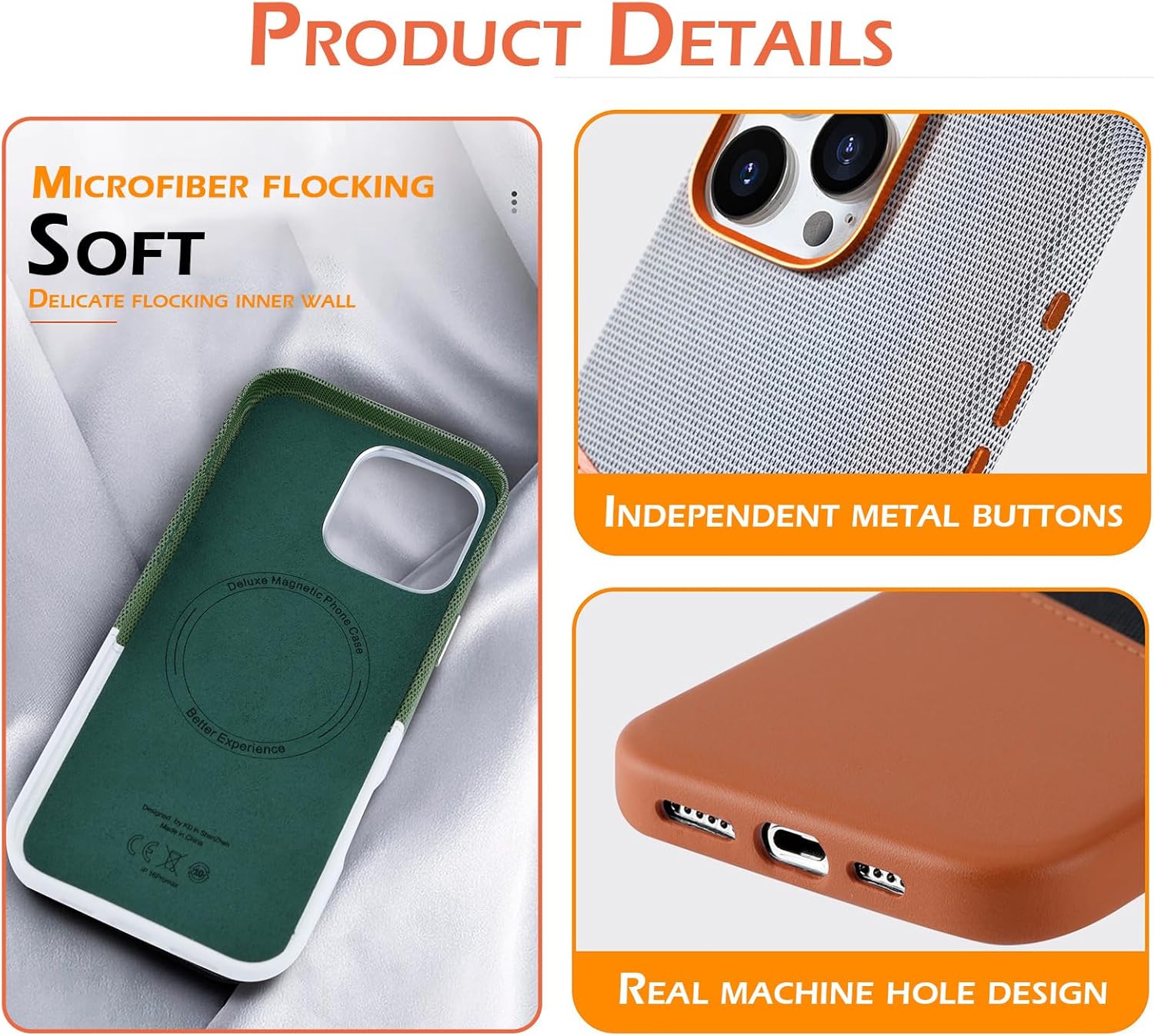 [Magsafe Compatible][With Card Solt] Apple iPhone 14/Pro/Pro Max Two-tone Contrast Leather and Suede Fabric Essentials Series Case - Image 12