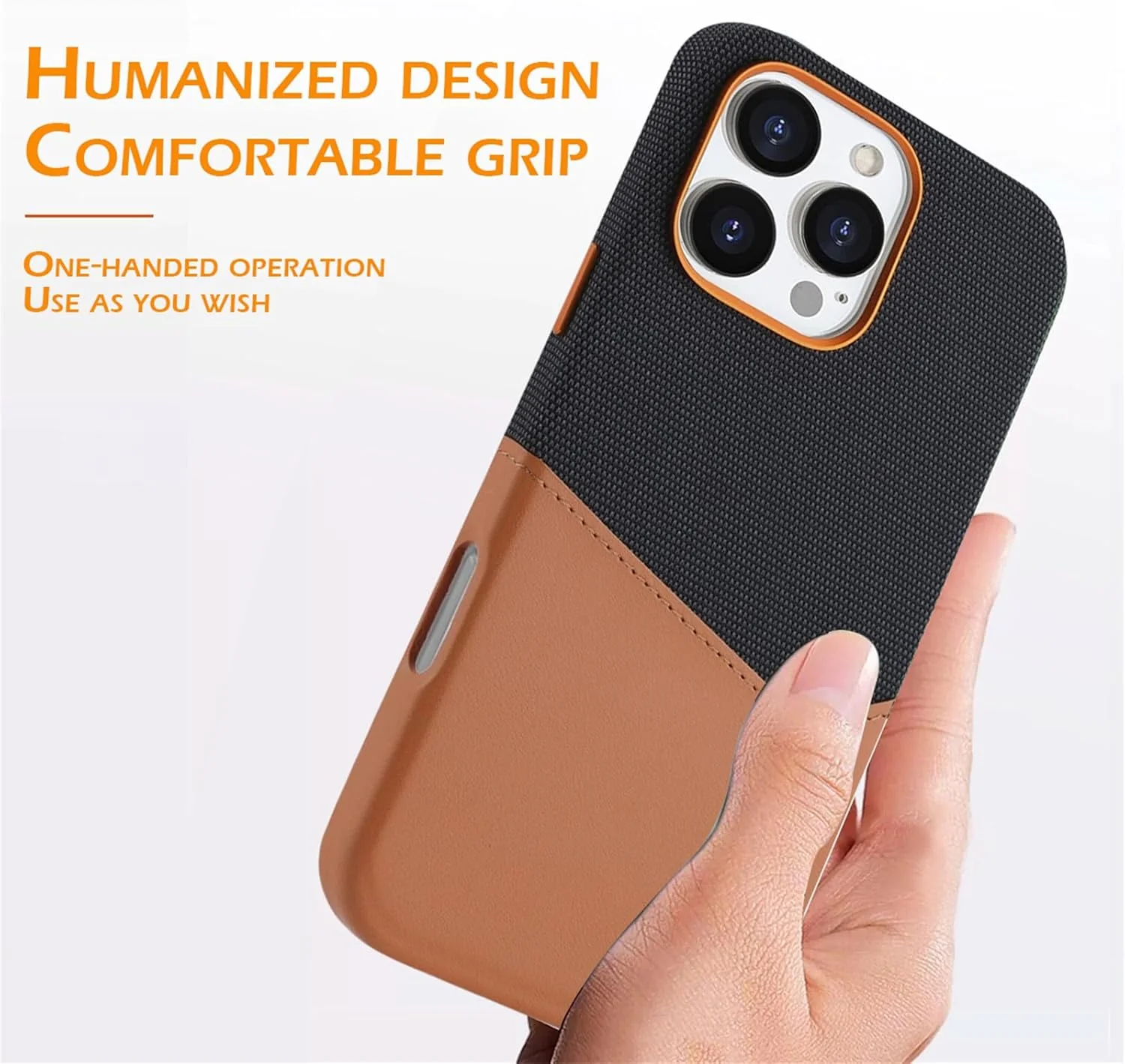 [Magsafe Compatible][With Card Solt] Apple iPhone 14/Pro/Pro Max Two-tone Contrast Leather and Suede Fabric Essentials Series Case - Image 9