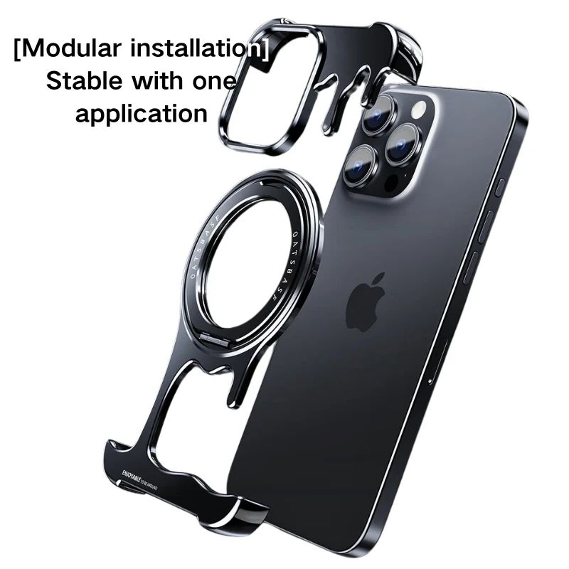 [Magsafe Compatible][With Ring Bracket] Apple iPhone 14 Pro/Pro Max Liquid Metal Frameless Stand Series Case - Image 11