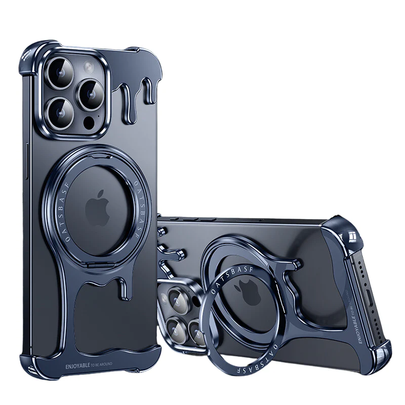 [Magsafe Compatible][With Ring Bracket] Apple iPhone 14 Pro/Pro Max Liquid Metal Frameless Stand Series Case - Image 12