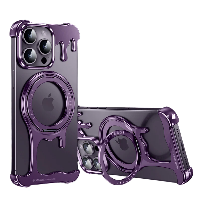 [Magsafe Compatible][With Ring Bracket] Apple iPhone 14 Pro/Pro Max Liquid Metal Frameless Stand Series Case - Image 13