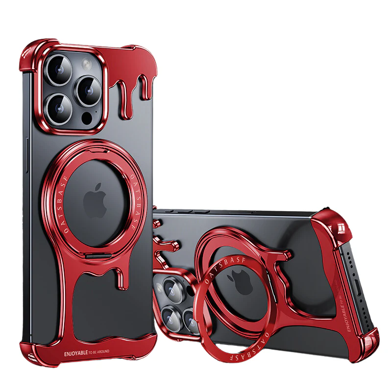 [Magsafe Compatible][With Ring Bracket] Apple iPhone 14 Pro/Pro Max Liquid Metal Frameless Stand Series Case - Image 14