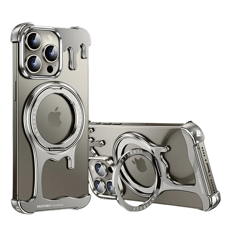 [Magsafe Compatible][With Ring Bracket] Apple iPhone 14 Pro/Pro Max Liquid Metal Frameless Stand Series Case - Image 15