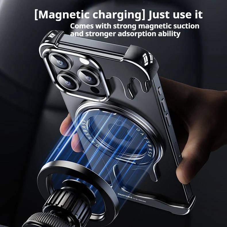 [Magsafe Compatible][With Ring Bracket] Apple iPhone 14 Pro/Pro Max Liquid Metal Frameless Stand Series Case - Image 2