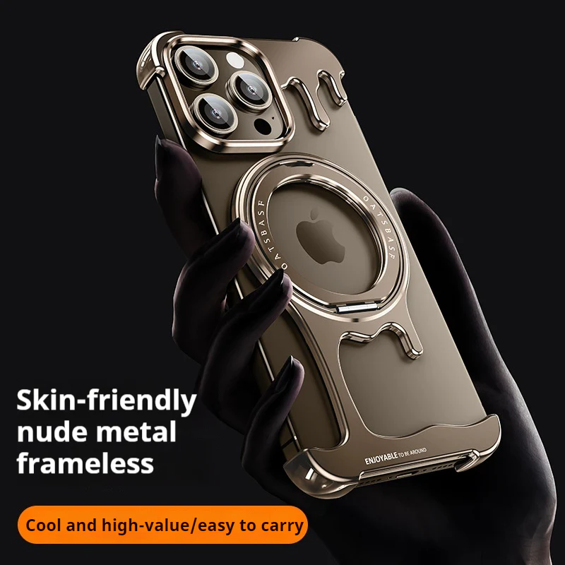 [Magsafe Compatible][With Ring Bracket] Apple iPhone 14 Pro/Pro Max Liquid Metal Frameless Stand Series Case - Image 4