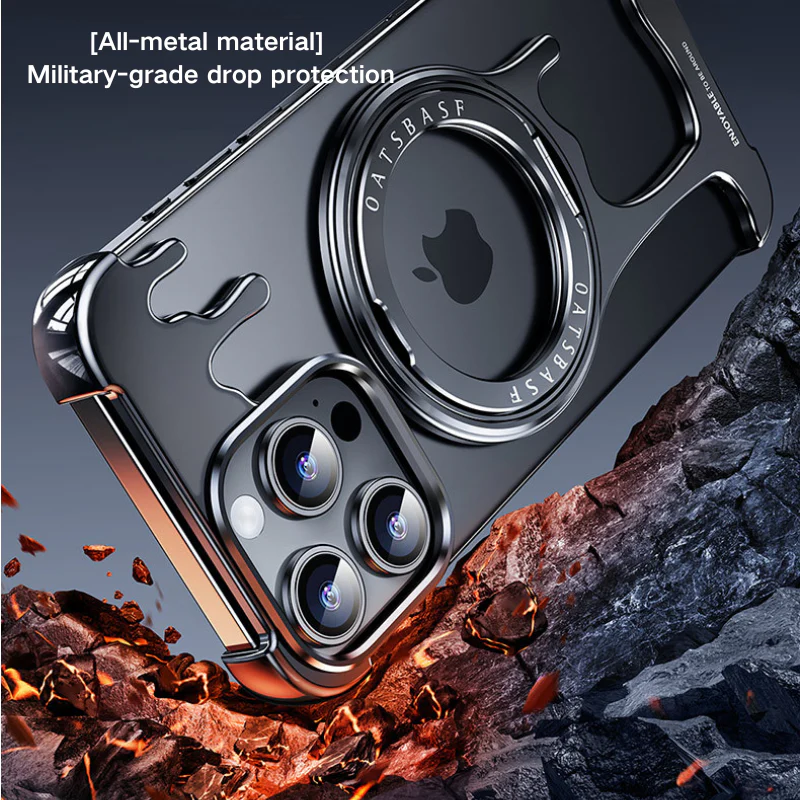 [Magsafe Compatible][With Ring Bracket] Apple iPhone 14 Pro/Pro Max Liquid Metal Frameless Stand Series Case - Image 7