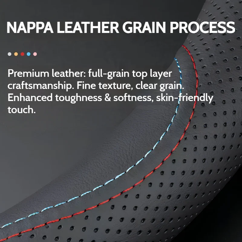 Maserati Nappa Leather Breathable Non-Slip Steering Wheel Cover For Quattroporte, Ghibli, Grecale, Levante - Image 3