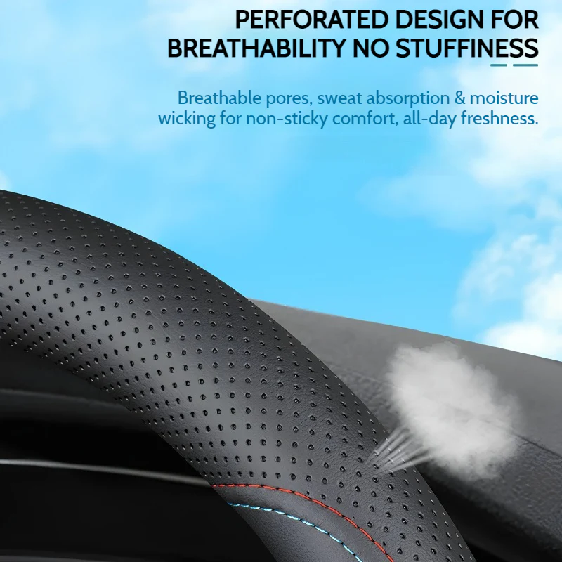 Maserati Nappa Leather Breathable Non-Slip Steering Wheel Cover For Quattroporte, Ghibli, Grecale, Levante - Image 5