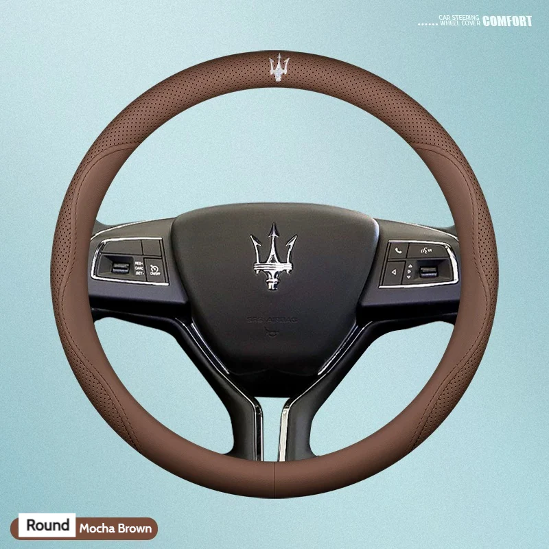 Maserati Nappa Leather Breathable Non-Slip Steering Wheel Cover For Quattroporte, Ghibli, Grecale, Levante - Image 7