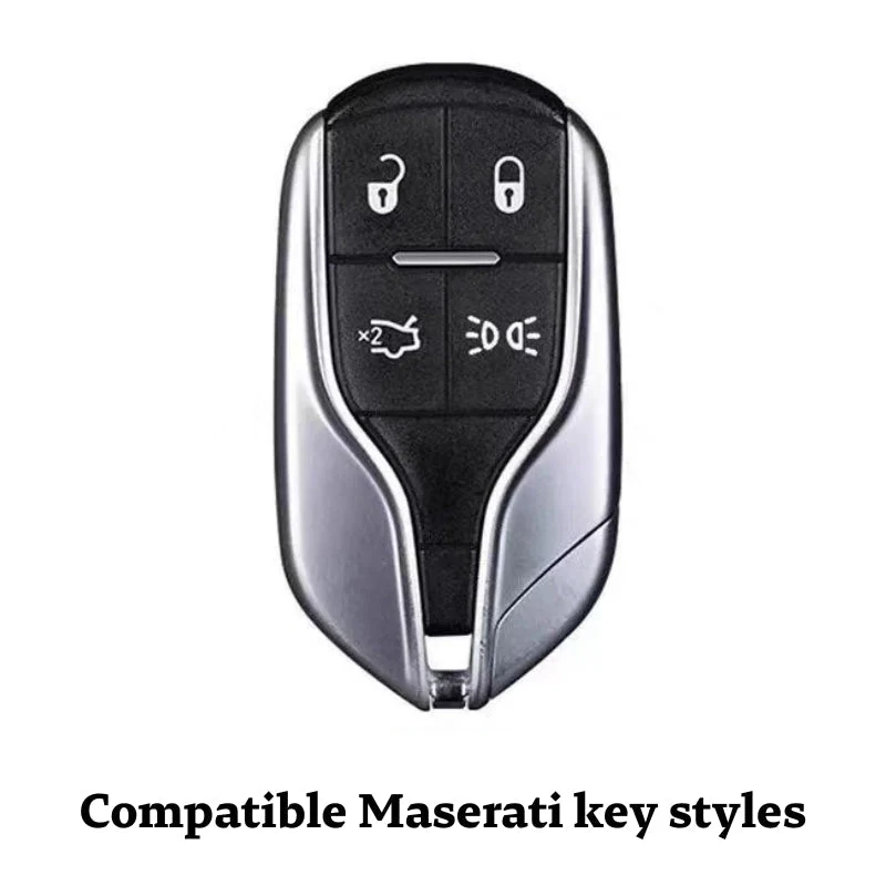 Maserati Zinc Alloy & Silicone Car Key Fob Case Cover with Lock Buckle for Levante, MC20, Ghibli, Quattroporte 2014-2022 – Premium Protection Cover - Image 3