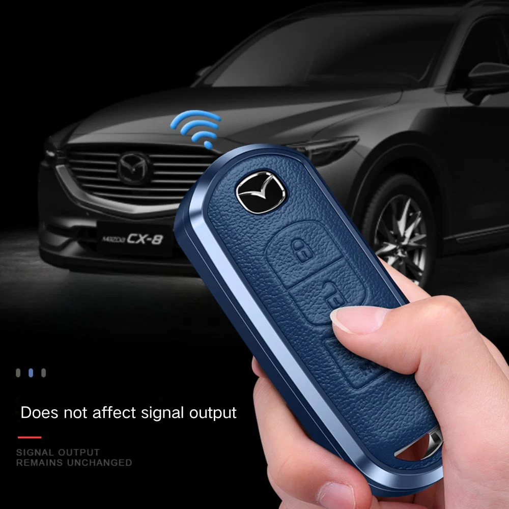 Mazda Aluminum Alloy Genuine Leather Car Key Fob Cover Case For MX-5, CX-5, CX-7, CX-9, Mazda 6 - Image 14
