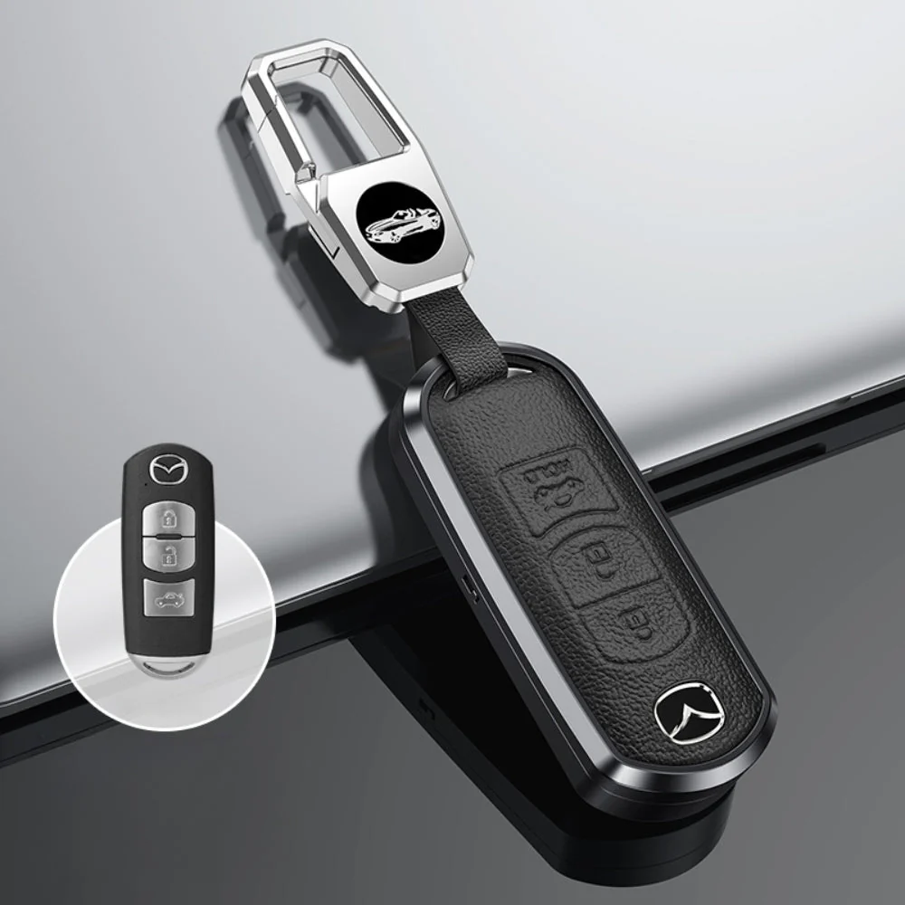Mazda Aluminum Alloy Genuine Leather Car Key Fob Cover Case For MX-5, CX-5, CX-7, CX-9, Mazda 6 - Image 7