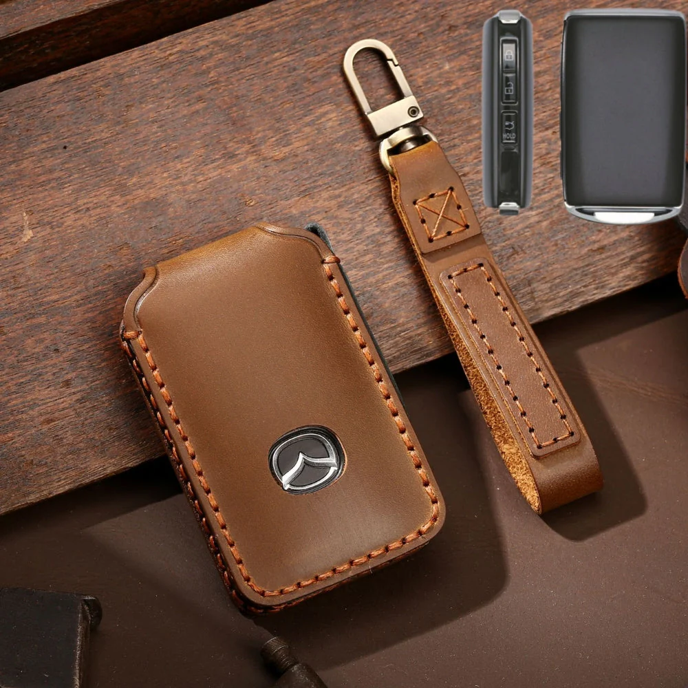 Mazda Handcrafted Genuine Leather Folding Car Key Fob Case Cover For CX-5, CX-3, CX-30, CX-9 - Image 2