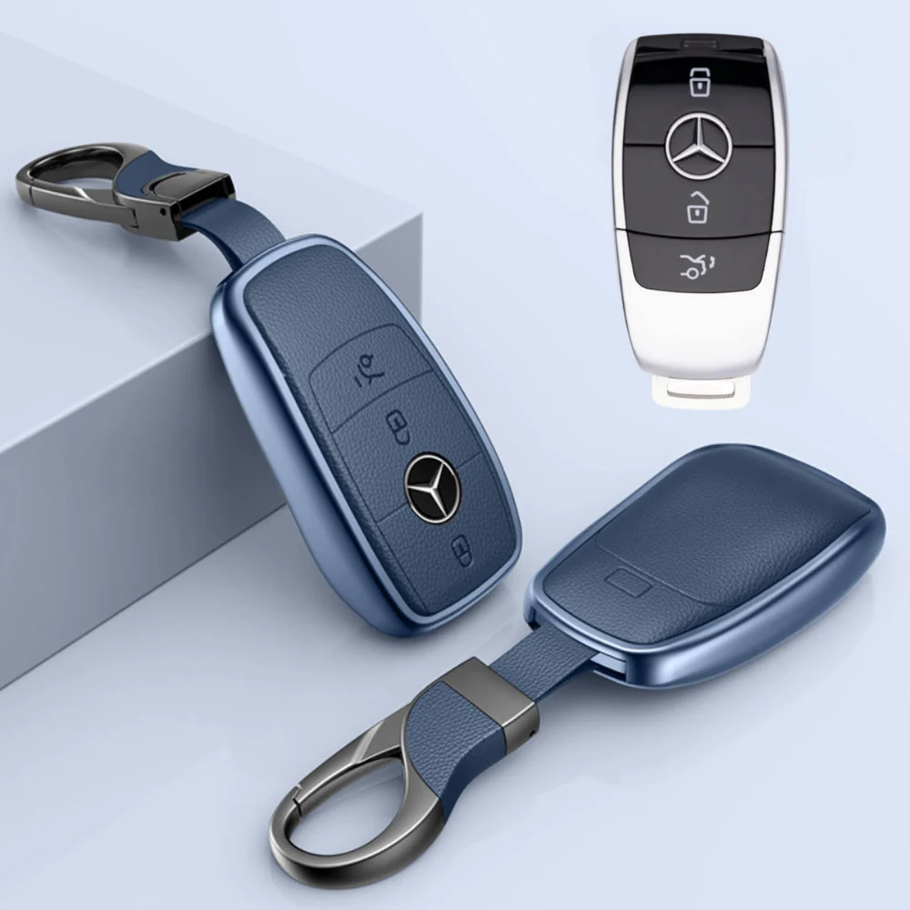 Mercedes Benz Aluminum Alloy Leather Car Key Fob Protection Case Cover For Benz A, C, E, S, G-Class, GLA, GLB, GLC, GLE, GLS, CLA, CLS, EQC - Image 10