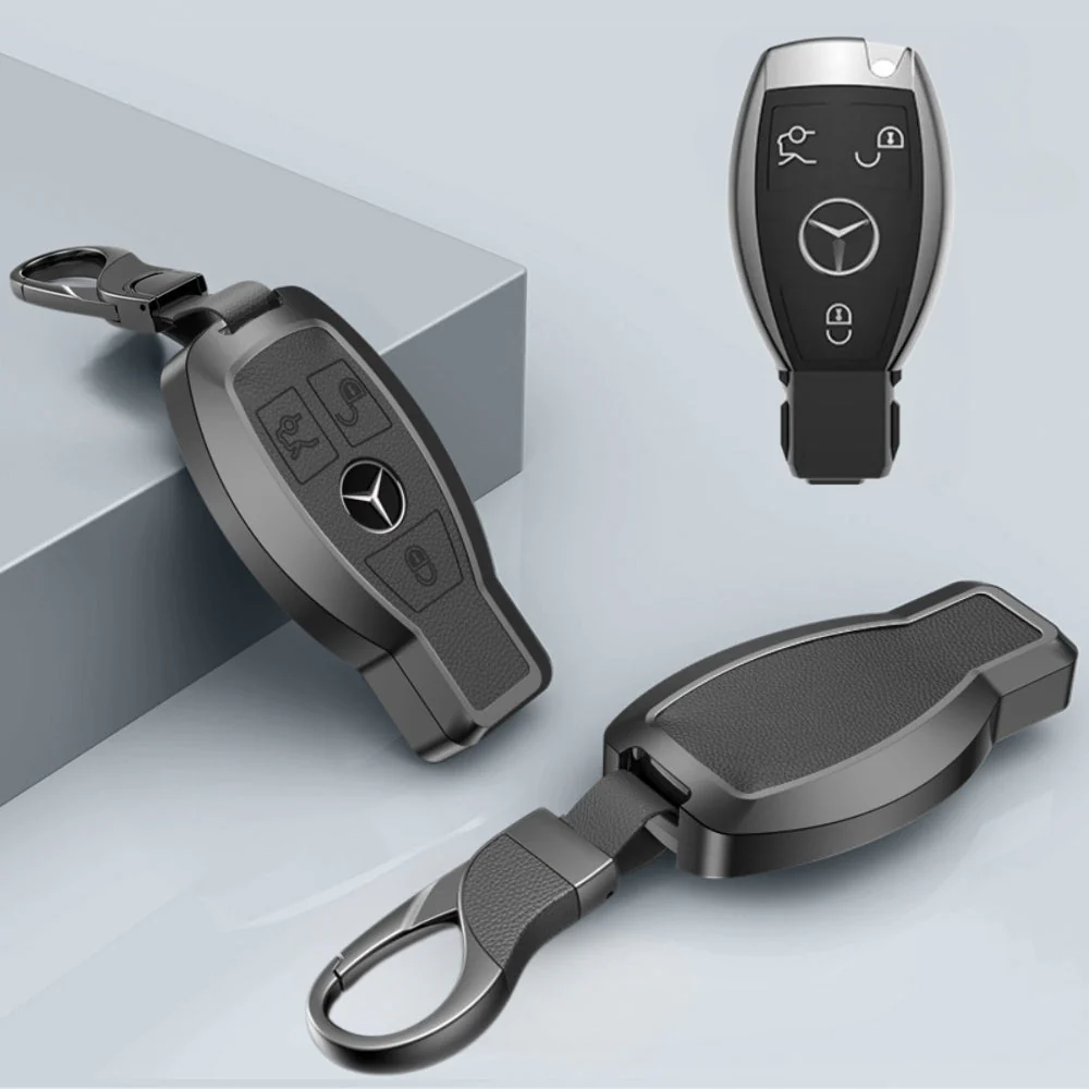 Mercedes Benz Aluminum Alloy Leather Car Key Fob Protection Case Cover For Benz A, C, E, S, G-Class, GLA, GLB, GLC, GLE, GLS, CLA, CLS, EQC - Image 17