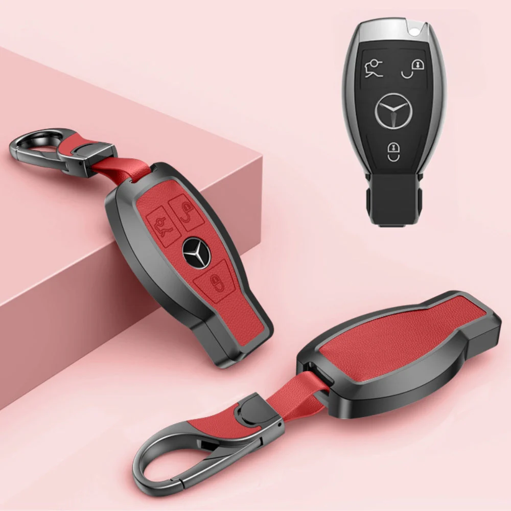 Mercedes Benz Aluminum Alloy Leather Car Key Fob Protection Case Cover For Benz A, C, E, S, G-Class, GLA, GLB, GLC, GLE, GLS, CLA, CLS, EQC - Image 18