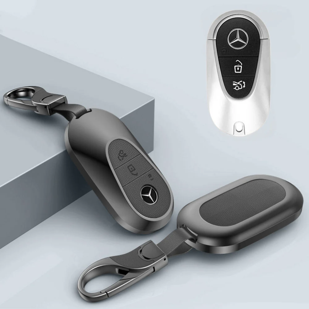 Mercedes Benz Aluminum Alloy Leather Car Key Fob Protection Case Cover For Benz A, C, E, S, G-Class, GLA, GLB, GLC, GLE, GLS, CLA, CLS, EQC - Image 26