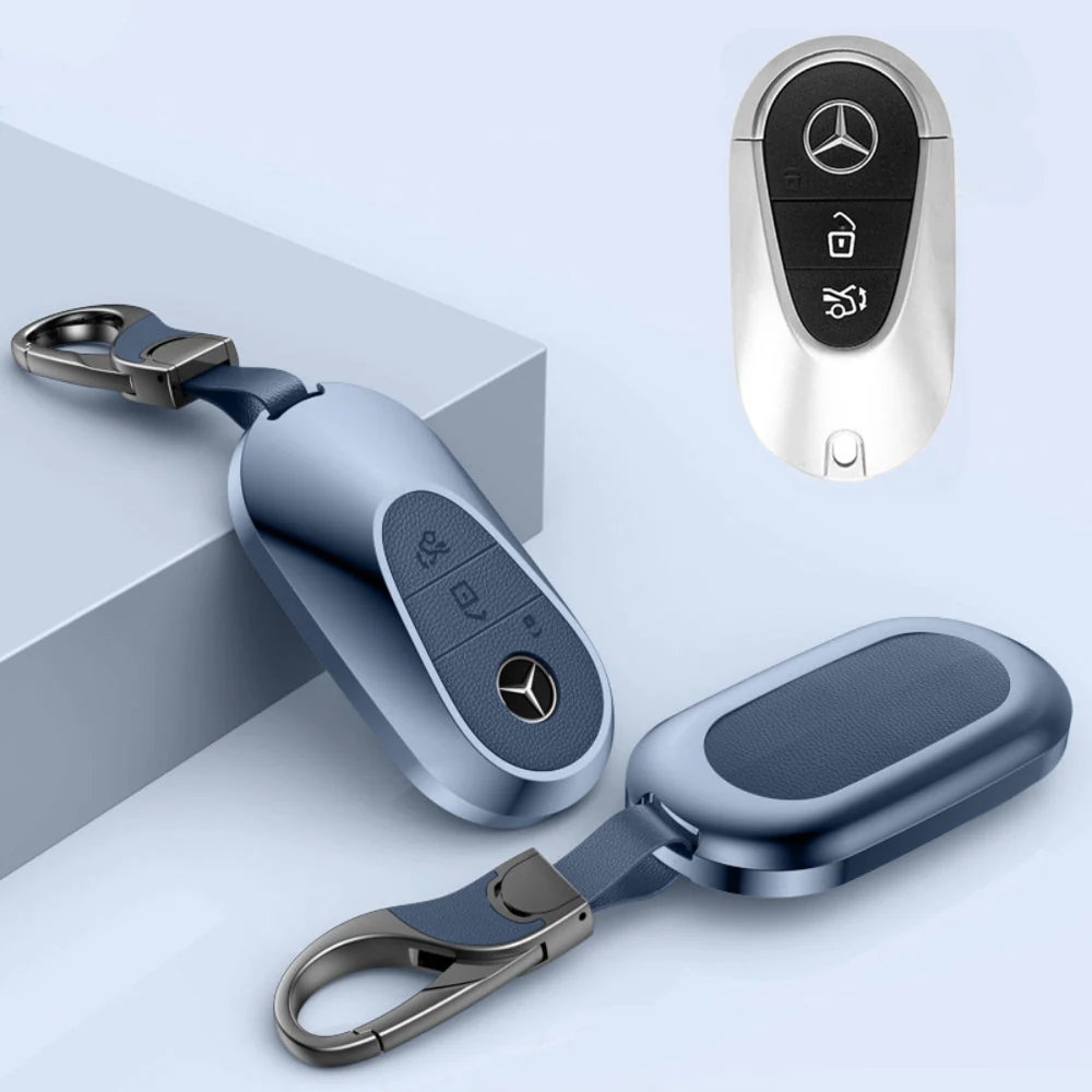 Mercedes Benz Aluminum Alloy Leather Car Key Fob Protection Case Cover For Benz A, C, E, S, G-Class, GLA, GLB, GLC, GLE, GLS, CLA, CLS, EQC - Image 28