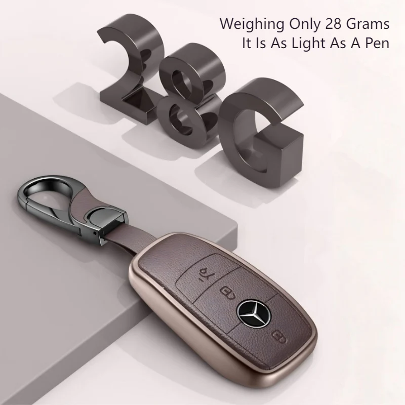Mercedes Benz Aluminum Alloy Leather Car Key Fob Protection Case Cover For Benz A, C, E, S, G-Class, GLA, GLB, GLC, GLE, GLS, CLA, CLS, EQC - Image 3