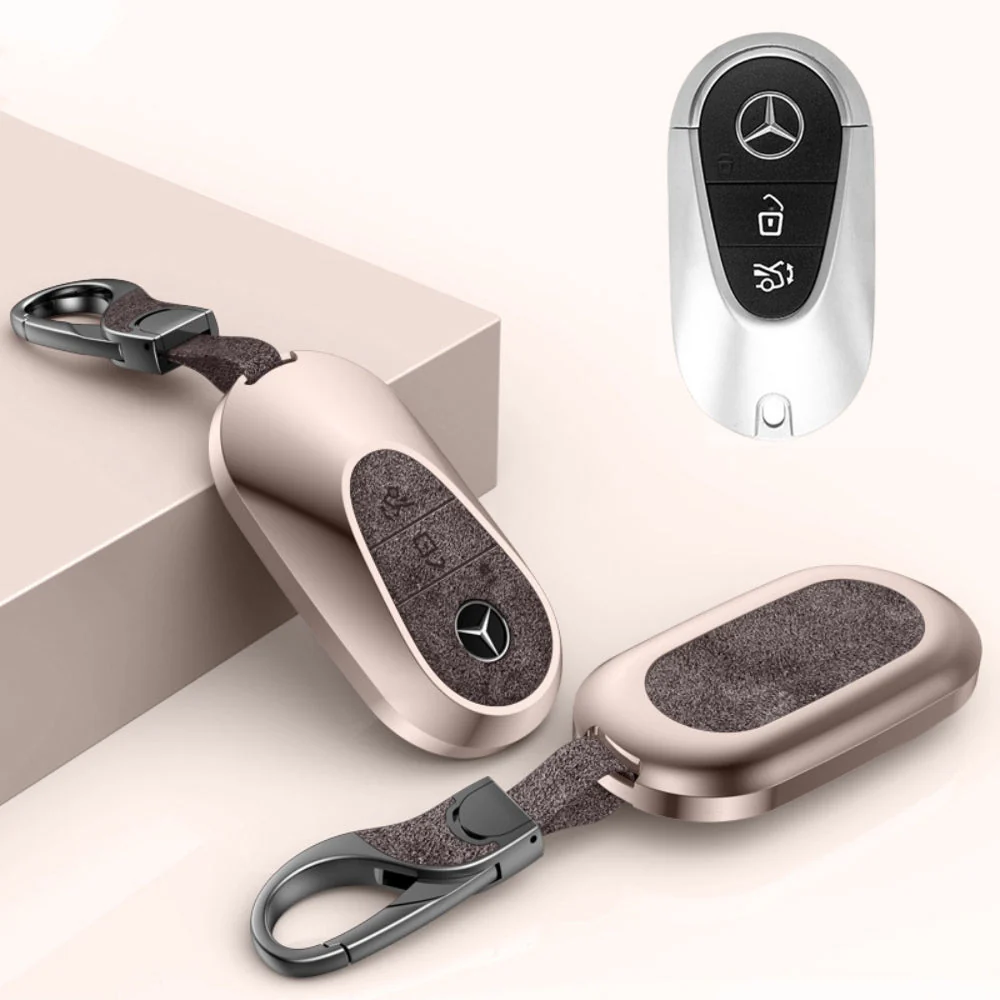 Mercedes Benz Aluminum Alloy Leather Car Key Fob Protection Case Cover For Benz A, C, E, S, G-Class, GLA, GLB, GLC, GLE, GLS, CLA, CLS, EQC - Image 33