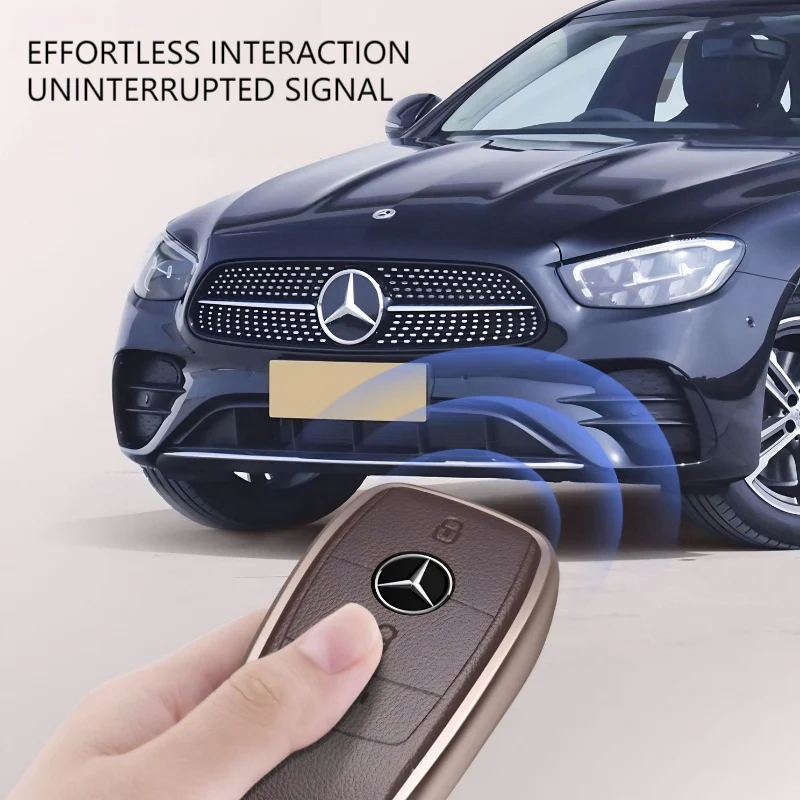 Mercedes Benz Aluminum Alloy Leather Car Key Fob Protection Case Cover For Benz A, C, E, S, G-Class, GLA, GLB, GLC, GLE, GLS, CLA, CLS, EQC - Image 5