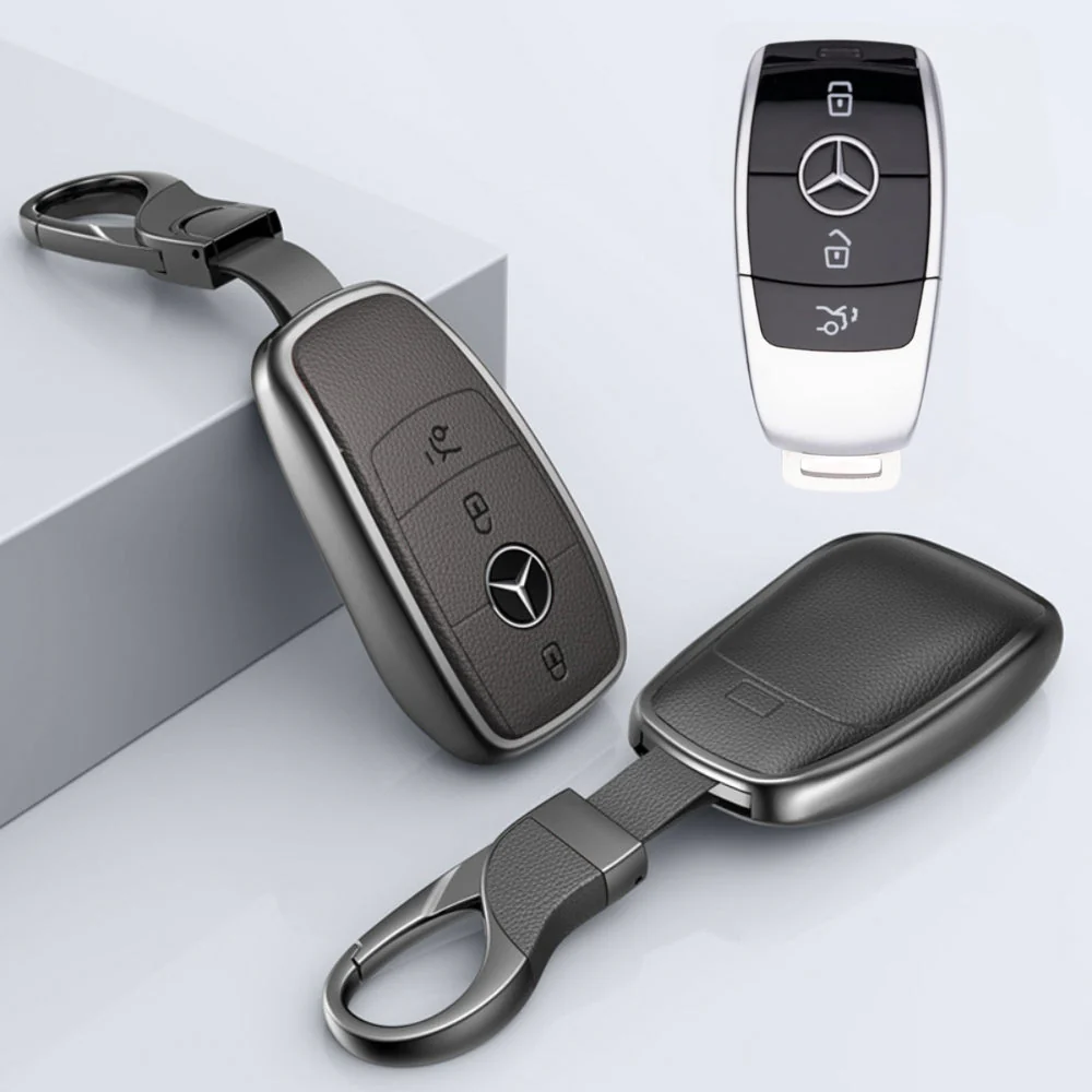 Mercedes Benz Aluminum Alloy Leather Car Key Fob Protection Case Cover For Benz A, C, E, S, G-Class, GLA, GLB, GLC, GLE, GLS, CLA, CLS, EQC - Image 8