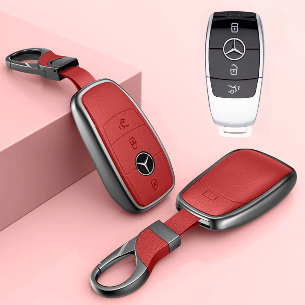 Mercedes Benz Aluminum Alloy Leather Car Key Fob Protection Case Cover For Benz A, C, E, S, G-Class, GLA, GLB, GLC, GLE, GLS, CLA, CLS, EQC - Image 9