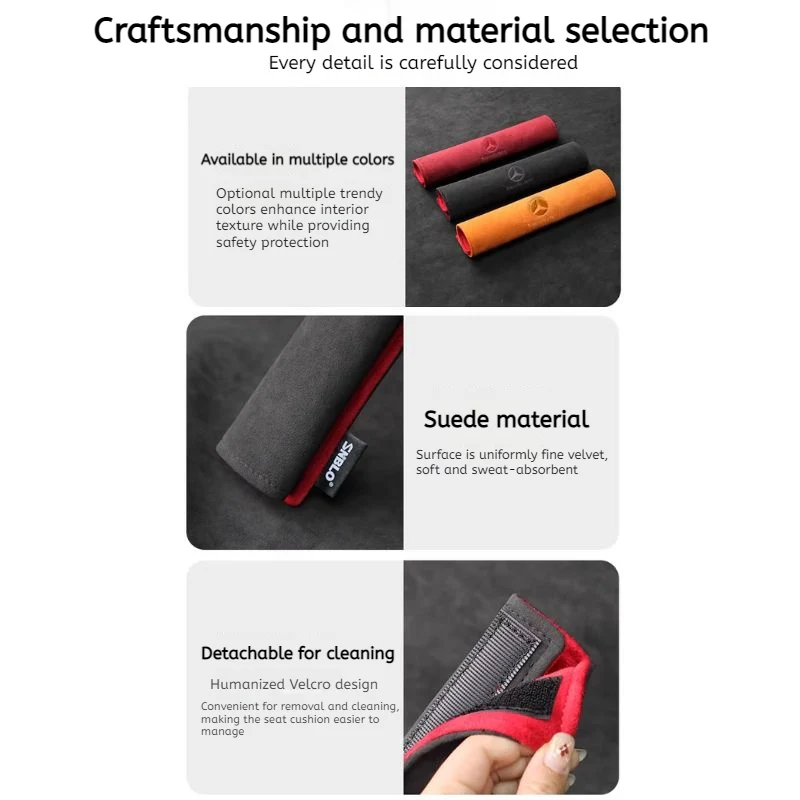 Mercedes-Benz Car Interior Accessory Suede Seat Belt Shoulder Pad for GLC, GLB, GLA, AMG, C-Class - Image 6