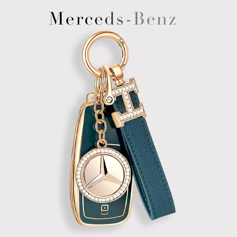 Mercedes Benz Fashionable TPU + Aluminum alloy + Leather Car Key Fob Case Cover For Benz C, E, S, G-Class, GLE, GLC, CLA, CLS, EQC, ML, GL, EQS