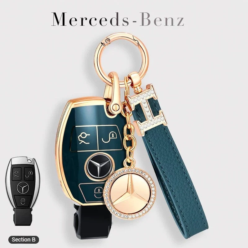 Mercedes Benz Fashionable TPU + Aluminum alloy + Leather Car Key Fob Case Cover For Benz C, E, S, G-Class, GLE, GLC, CLA, CLS, EQC, ML, GL, EQS - Image 16