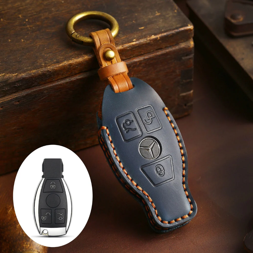Mercedes Benz Handcrafted Genuine Leather Car Key Fob Protective Cover Case For Benz A, B, C, E, S-Class, GLC, GLE, GLK - Image 12