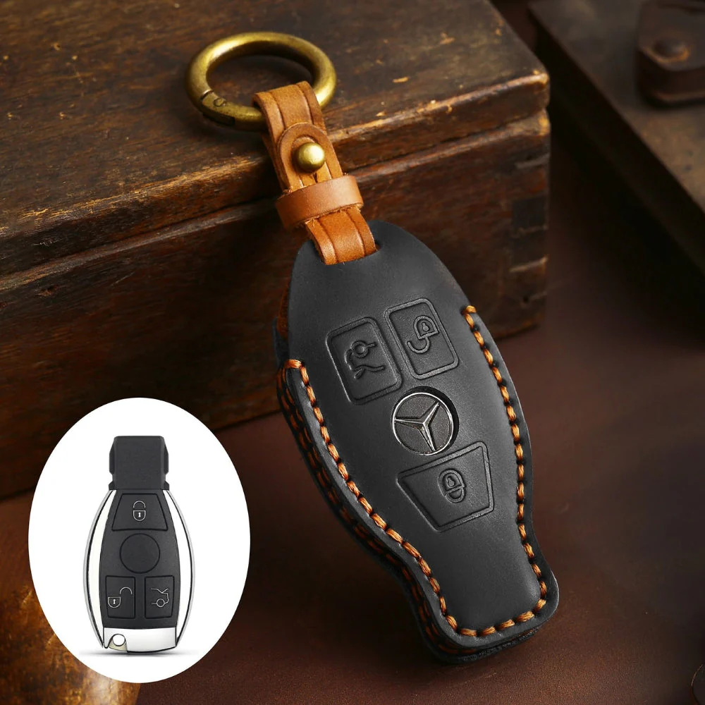 Mercedes Benz Handcrafted Genuine Leather Car Key Fob Protective Cover Case For Benz A, B, C, E, S-Class, GLC, GLE, GLK - Image 13
