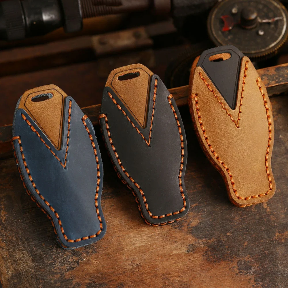 Mercedes Benz Handcrafted Genuine Leather Car Key Fob Protective Cover Case For Benz A, B, C, E, S-Class, GLC, GLE, GLK - Image 3