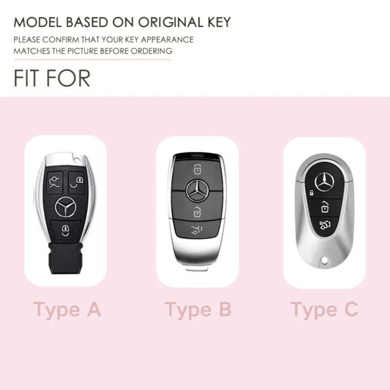 Mercedes Benz Luxury Diamond Pattern Key Fob Case For A-Class, C-Class, E-Class, S-Class, A200L, C260L, E300L & GLC300 - Image 13