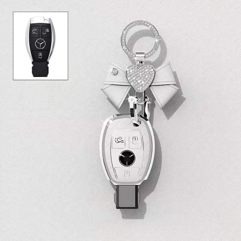 Mercedes Benz Luxury Diamond Pattern Key Fob Case For A-Class, C-Class, E-Class, S-Class, A200L, C260L, E300L & GLC300 - Image 8